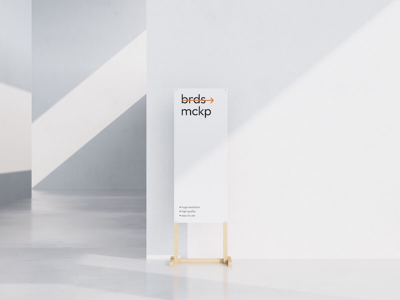 Banner Mockup Standing on a Wooden Stand, Environment, 20