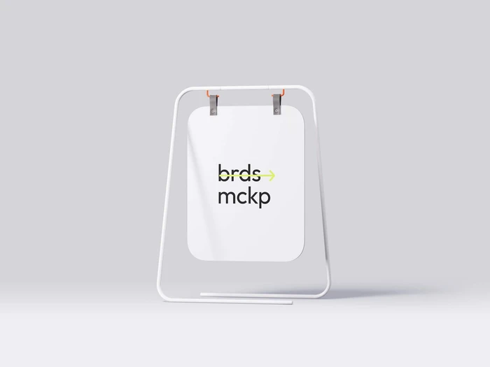 Stylish Sign Mockup on Metal Frame, Isolated, 06