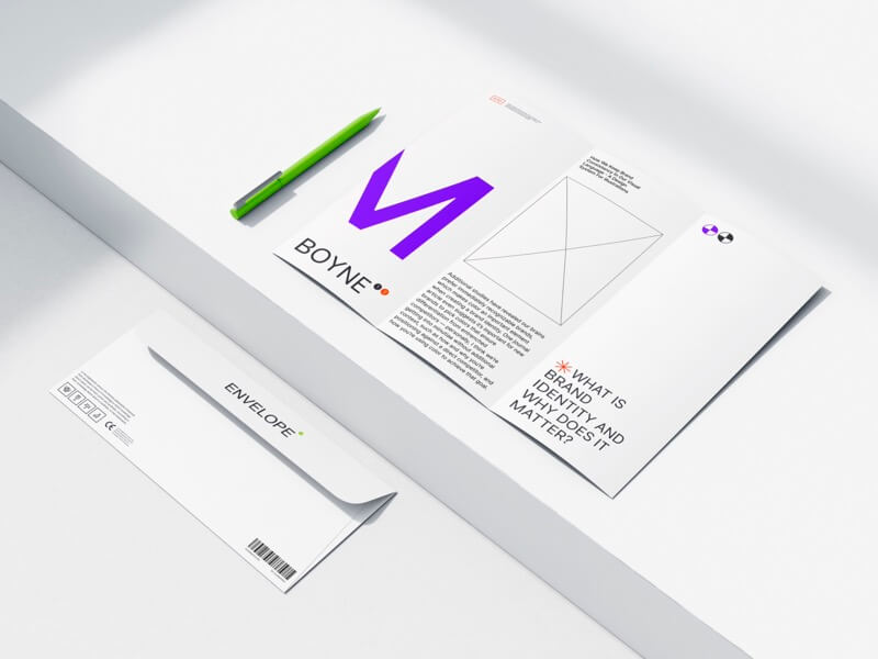 Boyne, Brochure Mockup and Envelope Mockup, US, 15