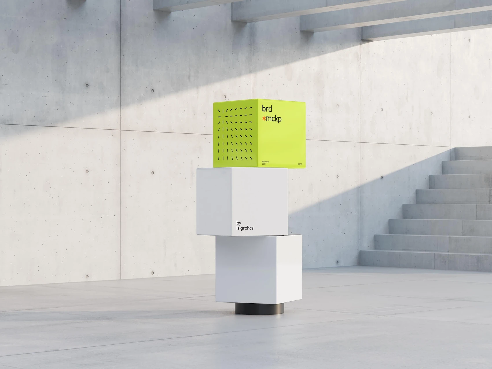 Modern Cube-Shaped Banner Mockup, Environment, 09 1