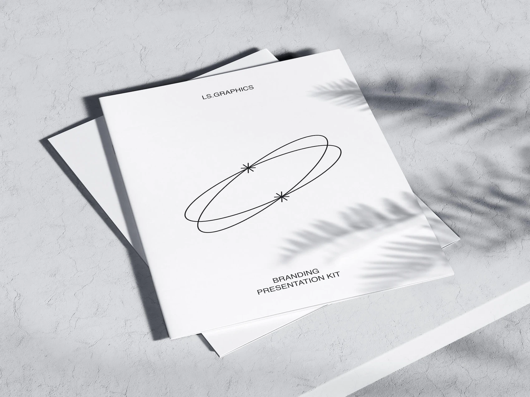 Qubus, Brochure Mockup with Beautiful Plant Shadows, US, 13 1
