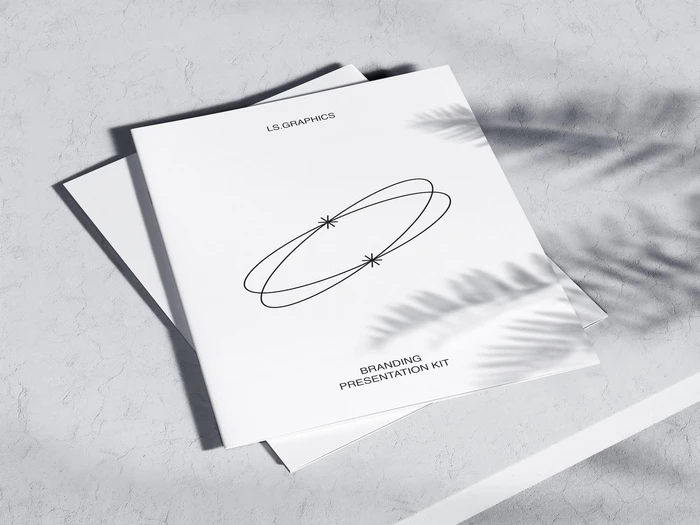 Qubus, Brochure Mockup with Beautiful Plant Shadows, US, 13