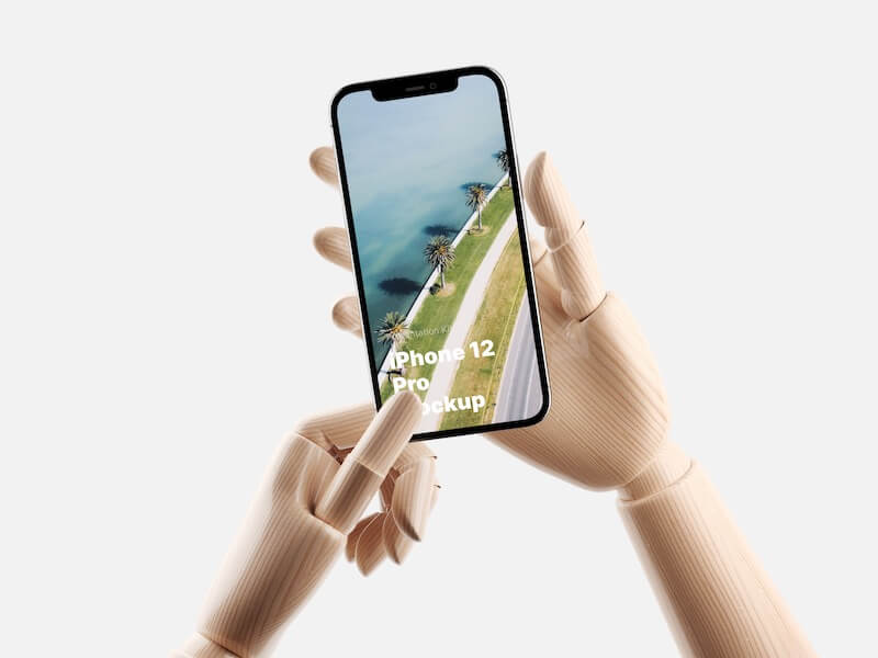 Wooden Hands iPhone 12 Pro Mockups, 13