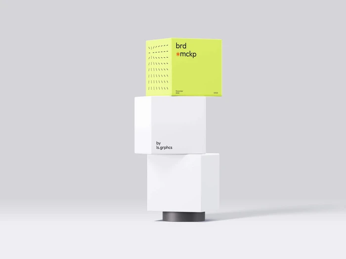 Original Cube-Shaped Banner Mockup, Isolated, 09