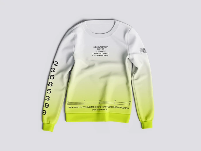 Sweatshirt top view mockup, 07
