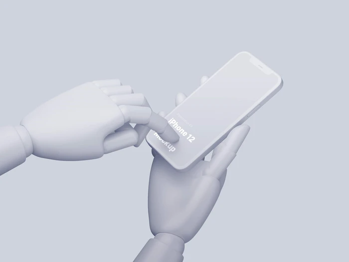 Wooden Hands iPhone 12 Pro Clay Mockups, 02