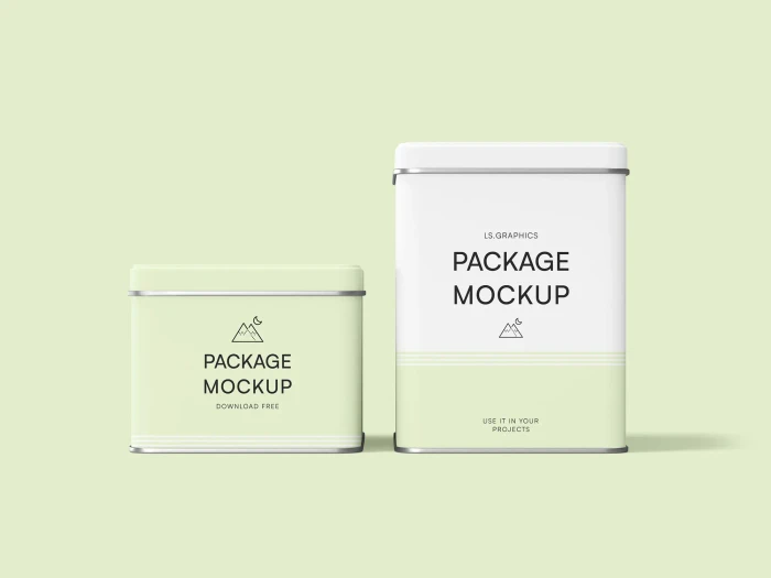 2 Sizes Tin Boxes Free Mockup