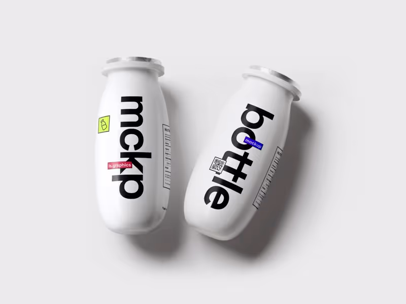 Yougurt Bottle Mockup, Scene 05