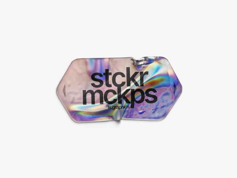 Holographic Sticker Mockup, Scene 28