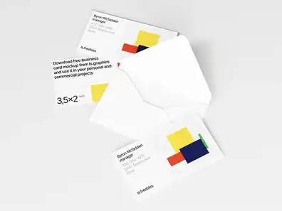 Opened Envelope and Business Cards Mockup