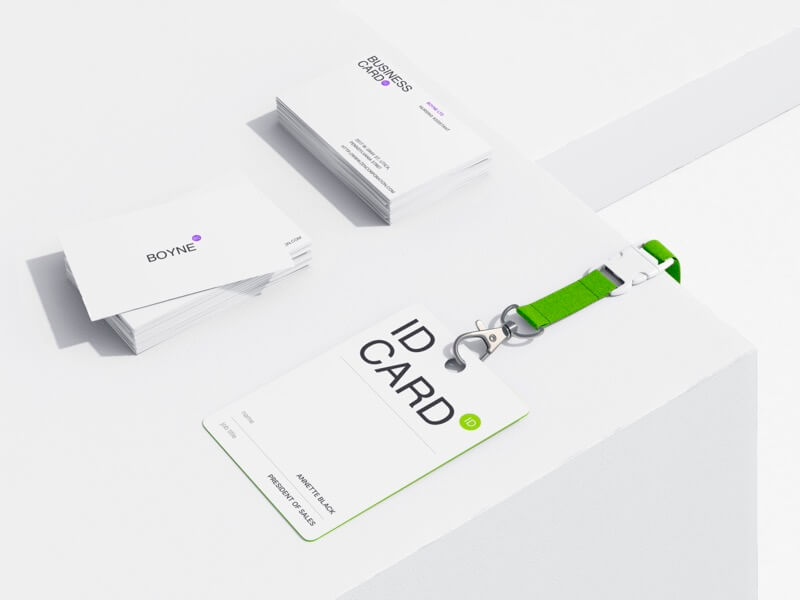 Boyne, Realistic Business Card Mockups and ID Card Mockup, EU, 01