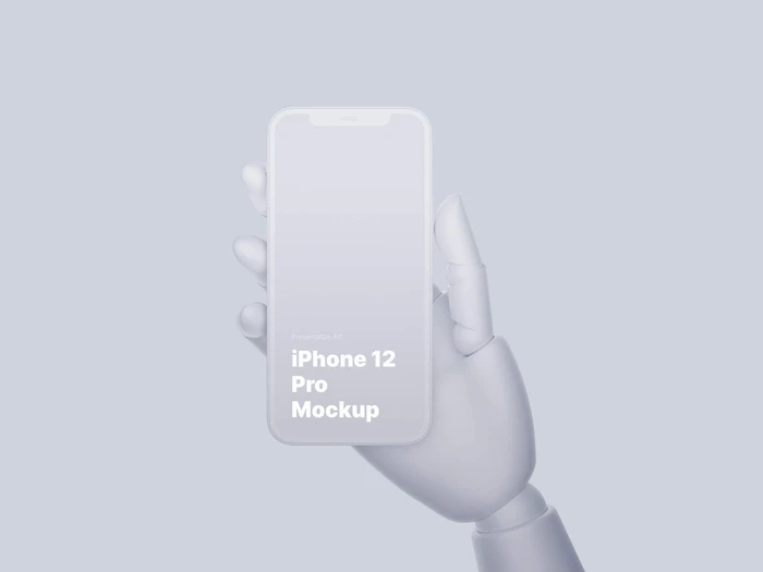 Wooden Hands iPhone 12 Pro Clay Mockups, 01 1