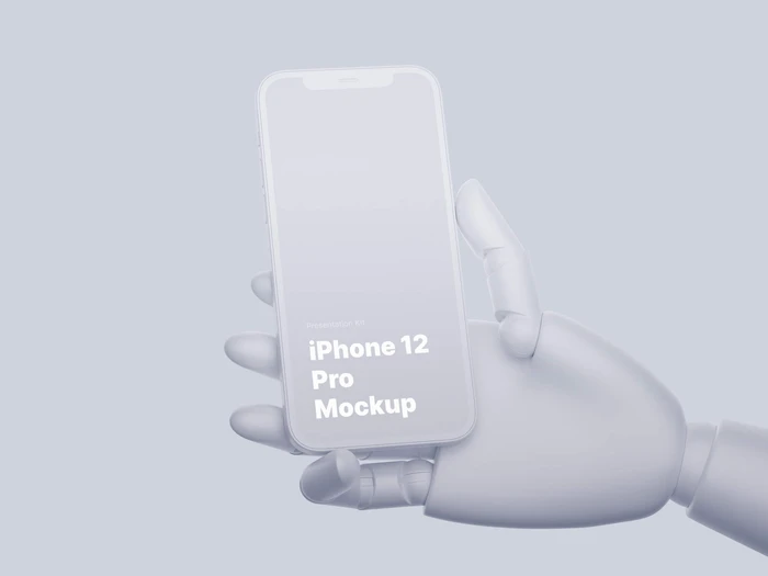 Wooden Hands iPhone 12 Pro Clay Mockups, 05