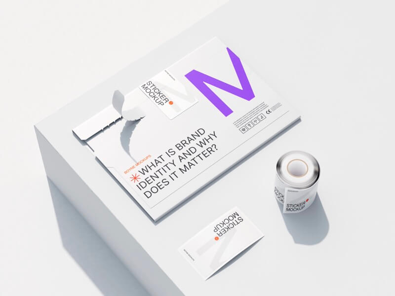 Boyne, Envelope Mockup and Sticker Mockups in Perspective View, EU, 11